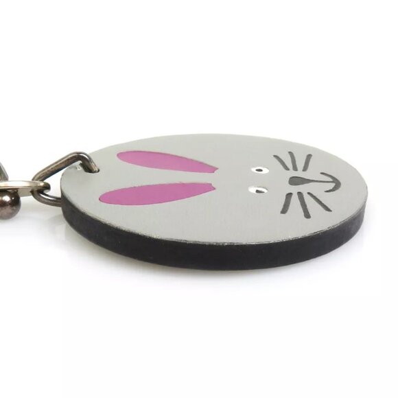 HERMES Animal Motif Rabbit Charm Gray Leather/Silvertone - Picture 3 of 8